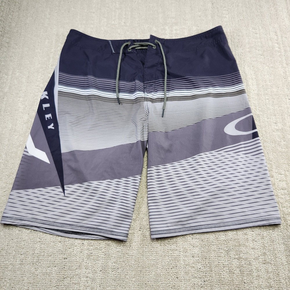 Oakley Board Shorts Men 36 Gray Black 10" AOP Surf Swim Beach Quick Dry